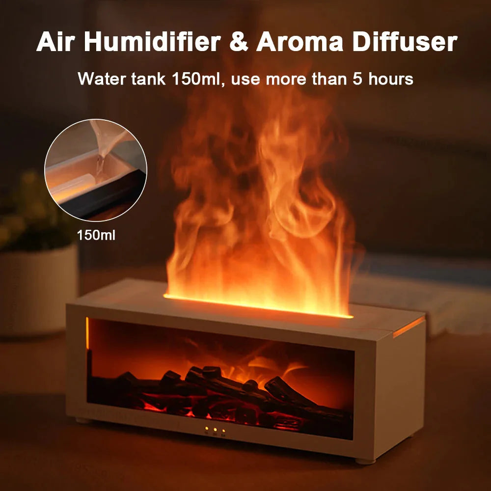 Fireplace Flame Humidifier with Remote & Aromatherapy